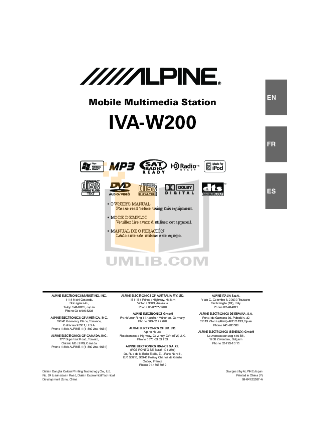 ALPINE IVA-W205 MANUAL PDF